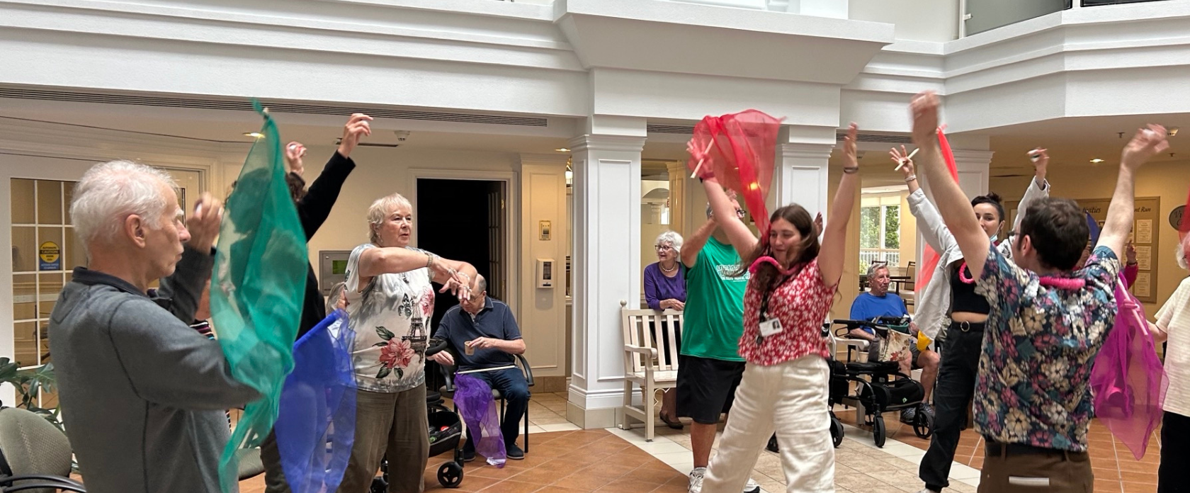 Residents share in a dance at Luther Village on the Park