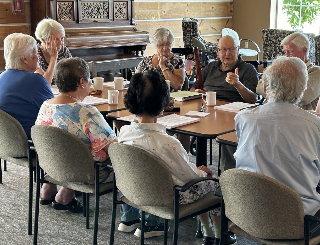 Residents talking with each other