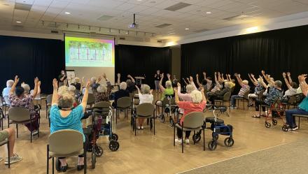 Residents participating in group exercises at Luther Village On the Park