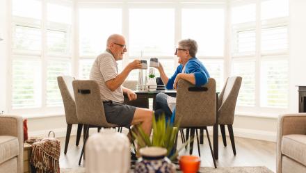 Image of two residents enjoying tea in their Life Lease Suite.